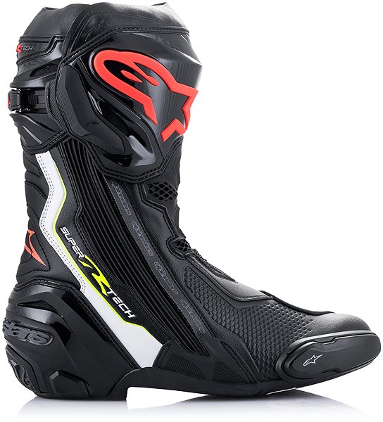 Motoros csizma ALPINESTARS SUPERTECH R, fekete/fehér/piros fluo/sárga fluo, 2025, 40-es méret ...