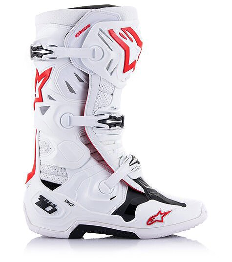 ALPINESTARS TECH 10 SUPERVENTED motorcycle boots, perforated, white/red/black, 2025, size 45.5.