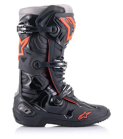 Motoros csizma ALPINESTARS TECH 10, fekete/piros fluo/szürke, 2025, 48-as méret ...