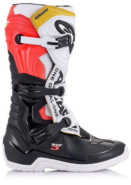 Boty na motorku ALPINESTARS boty TECH 3, černé/bílé/červené/žluté fluo, vel. 39 ...