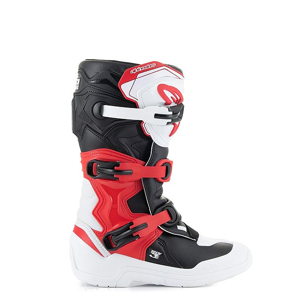ALPINESTARS TECH 3S YOUTH boots, kids', white/black/red, 2025, size 37.