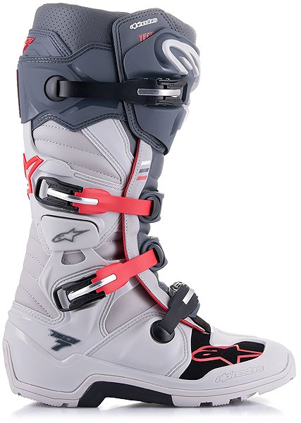 Motoros csizma ALPINESTARS TECH 7 Enduro, szürke/piros fluo/fekete, 2025, 44,5 méret ...