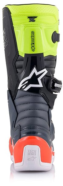 ALPINESTARS TECH 7 S boots, kids', grey/red fluo/yellow fluo, 2025, size 34.