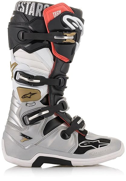 Boty na motorku ALPINESTARS boty TECH 7, černé/stříbrné/bílé/zlaté, 2024, vel. 44,5 ...