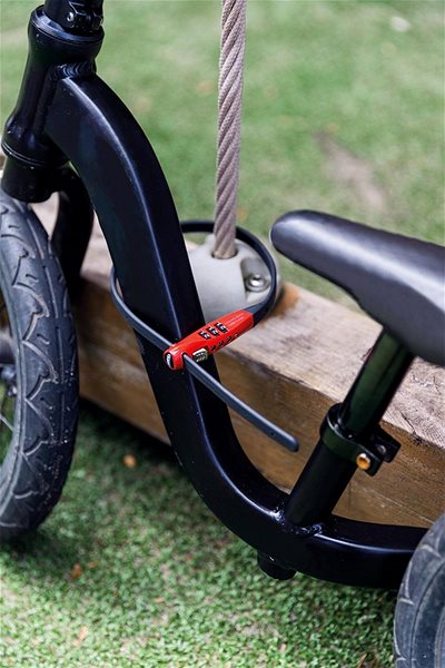 Zámok na bicykel Abus špeciálne uzamykateľné sťahovacie lanko s oceľovým jadrom Combiflex, dĺžka kábla 45 cm, červená ...