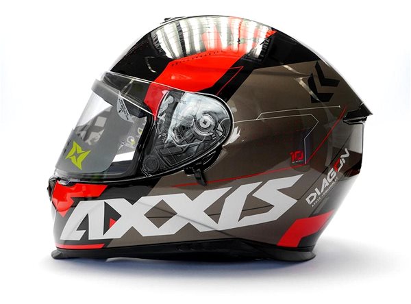 Prilba na motorku Axxis Eagle SV Diagon D1 Integrálna prilba červená lesklá XS Bočný pohľad