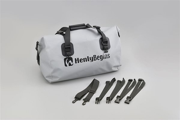 Taška na motorku Henlybegins vodotesná taška na sedadlo spolujazdca, sivá, objem 60 l ...
