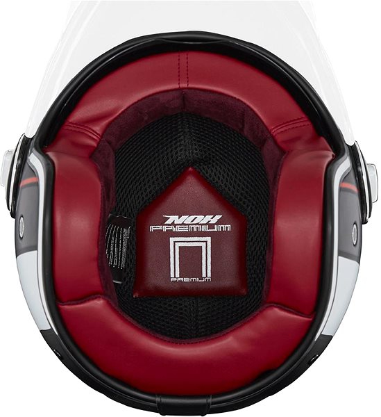 Prilba na skúter NOX PREMIUM Heritage 2024, čierna matná, červená, biela, veľkosť XL ...