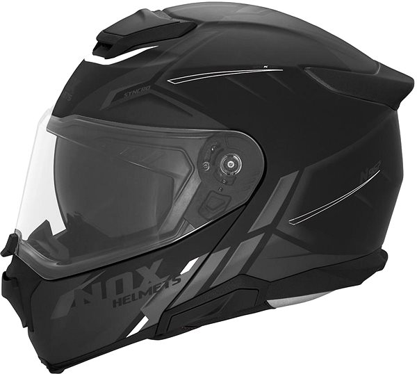 Prilba na motorku NOX N967 Synchro 2024, čierna matná, biela, veľkosť M ...
