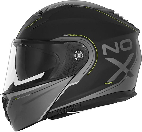 Prilba na motorku NOX N968 Tomak 2024, čierna matná, neón žltá, veľkosť 2XL ...