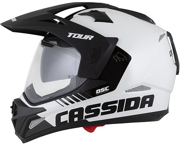 CASSIDA Tour 2.0 Dual motorcycle helmet, white/black/matt black peak 2025, size M.