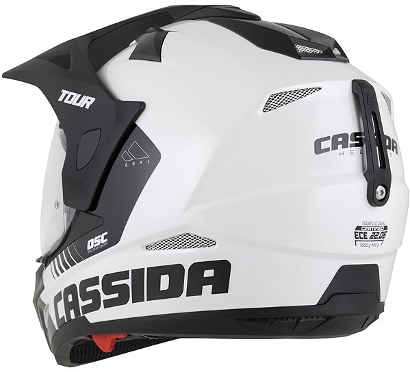 CASSIDA Tour 2.0 Dual motorcycle helmet, white/black/matt black peak 2025, size M.