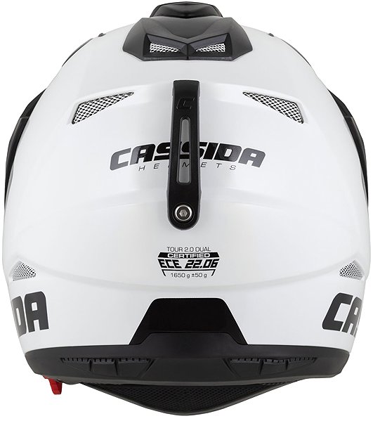CASSIDA Tour 2.0 Dual motorcycle helmet, white/black/matt black peak 2025, size M.