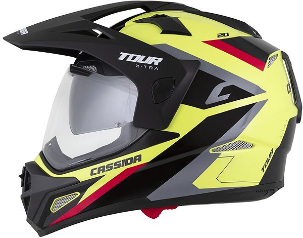 Prilba na motorku CASSIDA prilba Tour 2,0 X-tra žltá fluo/čierna/červená/sivá/čierny matný šilt 2025, veľkosť L ...