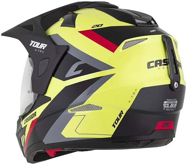 Prilba na motorku CASSIDA prilba Tour 2,0 X-tra žltá fluo/čierna/červená/sivá/čierny matný šilt 2025, veľkosť L ...