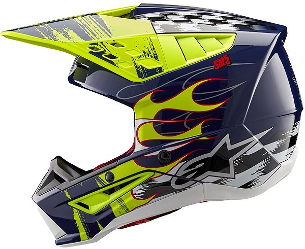 ALPINESTARS S-M5 RASH, 2025, dark blue/fluo yellow motorcycle helmet, size M.