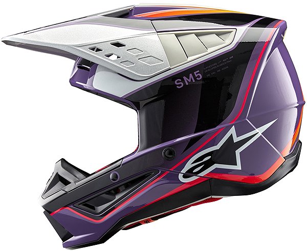 ALPINESTARS S-M5 SAIL, 2025 motorcycle helmet, purple/black/silver, size S.