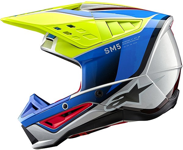 ALPINESTARS S-M5 SAIL, 2025 motorcycle helmet, fluo yellow/blue/silver, size L.