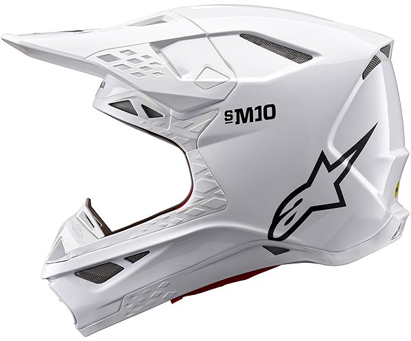 ALPINESTARS SUPERTECH S-M10 SOLID, 2025, white, size S motorcycle helmet.