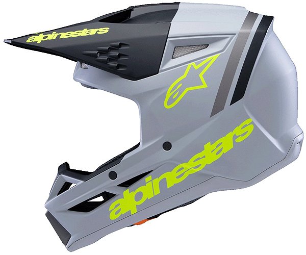 ALPINESTARS S-M3 RADIUM 2025 children's helmet, matt grey/fluo yellow/black, size L.