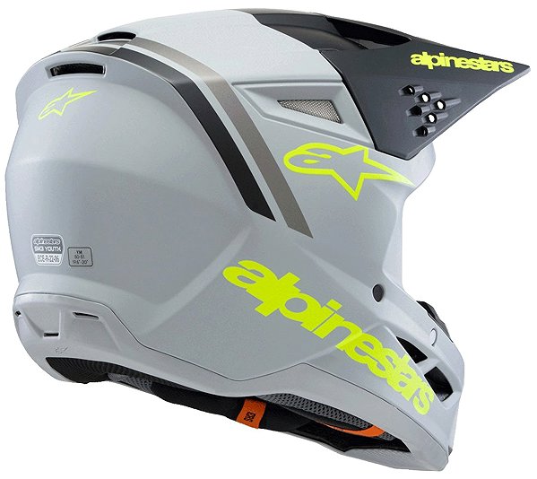 ALPINESTARS S-M3 RADIUM 2025 children's helmet, matt grey/fluo yellow/black, size L.