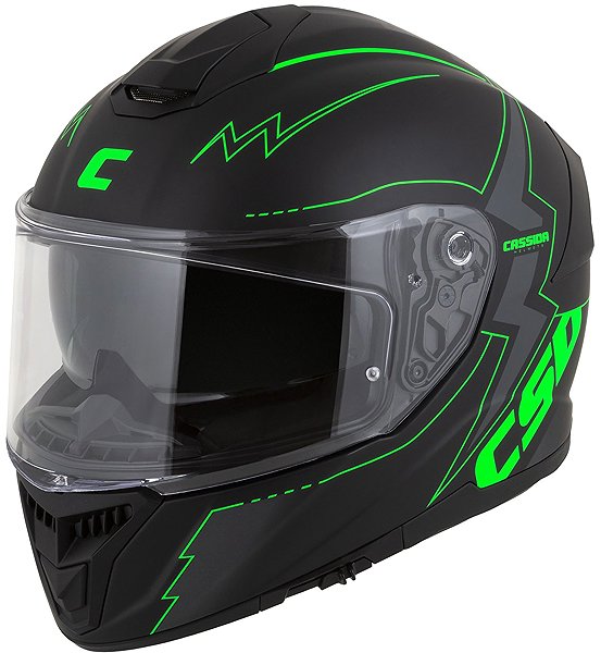 Motoros sisak CASSIDA Integral GT 2.1 Flash 2026 Bukósisak, matt fekete/ fluo zöld/ sötétszürke, mérete M ...