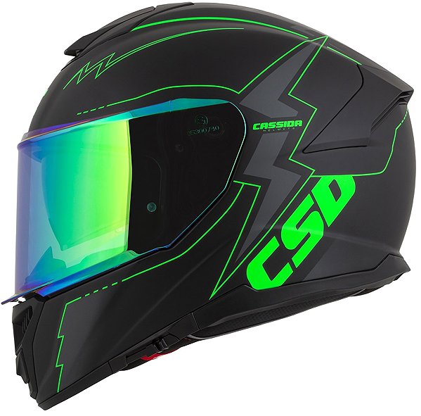 Motoros sisak CASSIDA Integral GT 2.1 Flash 2026 Bukósisak, matt fekete/ fluo zöld/ sötétszürke, mérete M ...