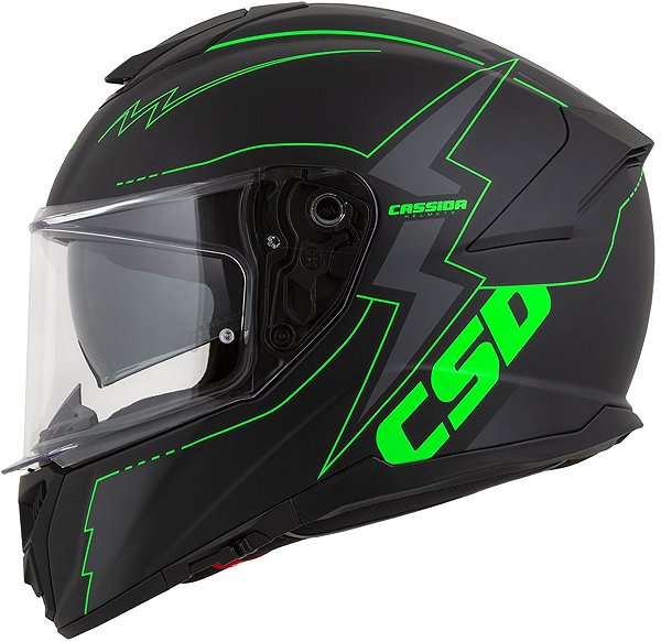 Motoros sisak CASSIDA Integral GT 2.1 Flash 2026 Bukósisak, matt fekete/ fluo zöld/ sötétszürke, mérete M ...