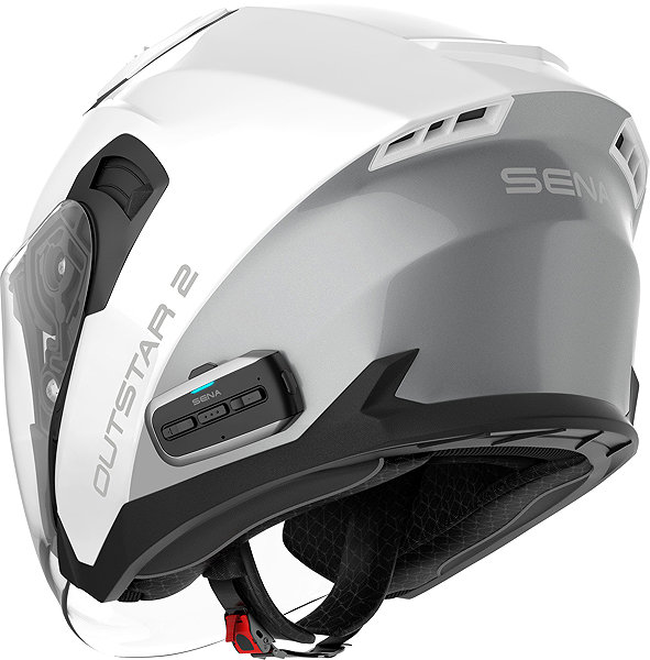 SENA Mesh helmet with Outstar 2 headset, glossy white, size XL motorcycle helmet.