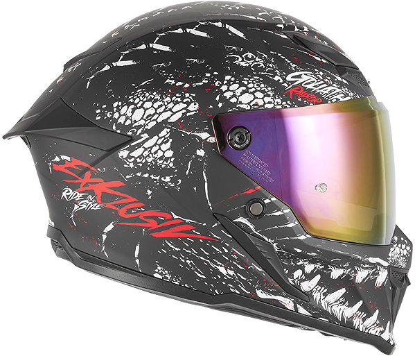 NOX EXKLUSIV GOLIATH RAPTOR 2026 helmet, matt black, white, red, size XS.