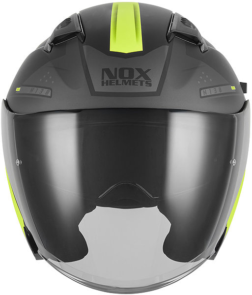 NOX N130 EKTO 2026 motorcycle helmet, matte black, fluo yellow, size XL.