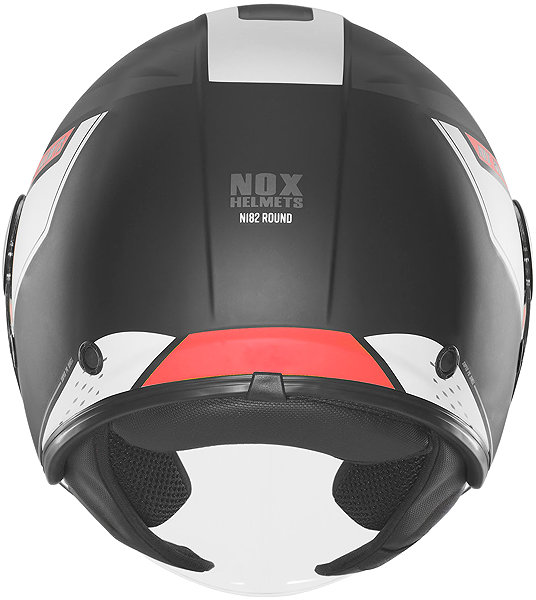 NOX N182 ROUND 2026 helmet, matt black, red, size M.