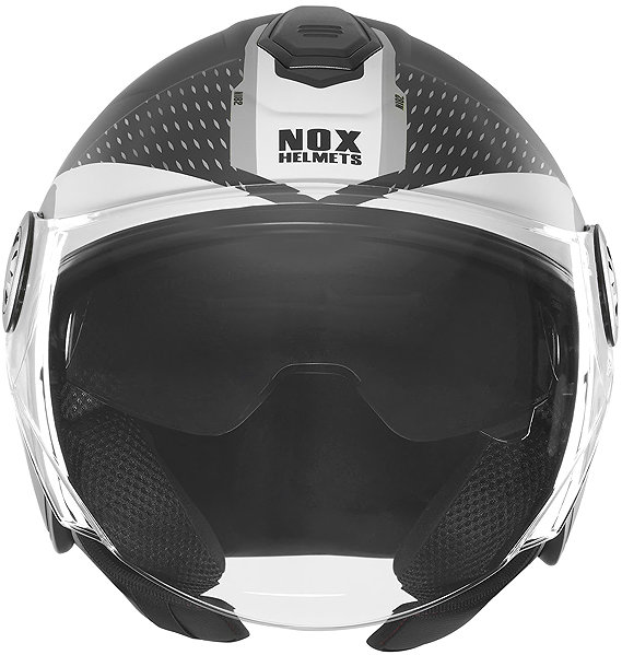 NOX N182 ROUND 2026 motorcycle helmet, matte black, silver, size 2XL.
