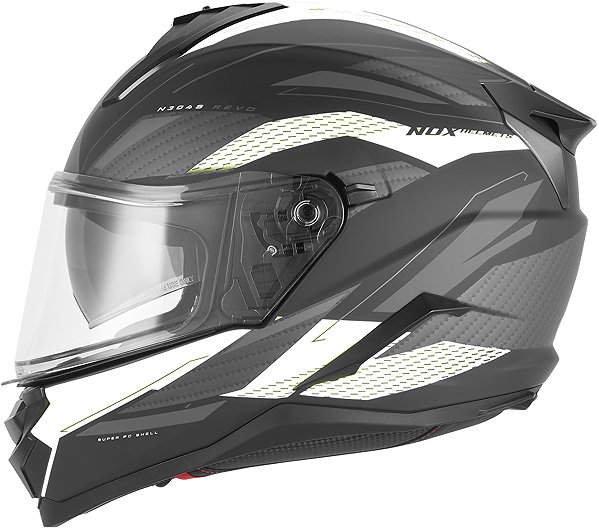 NOX helmet N304-S REVO 2026, matt black, white, size XL motorcycle helmet.