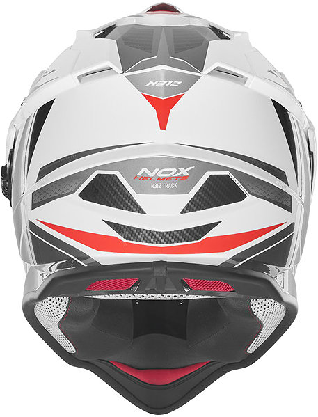 NOX N312 TRACK 2026 motorcycle helmet, white, red, size XL.