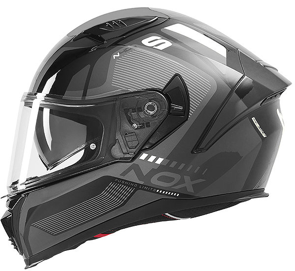 NOX N402 MENTOR 2026 motorcycle helmet, black, white, size M.
