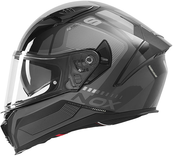 NOX N402 MENTOR 2026 motorcycle helmet, black, silver, size L .