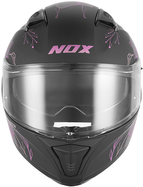 NOX N402 SPRING 2026 motorcycle helmet, matte black, pink, size L.