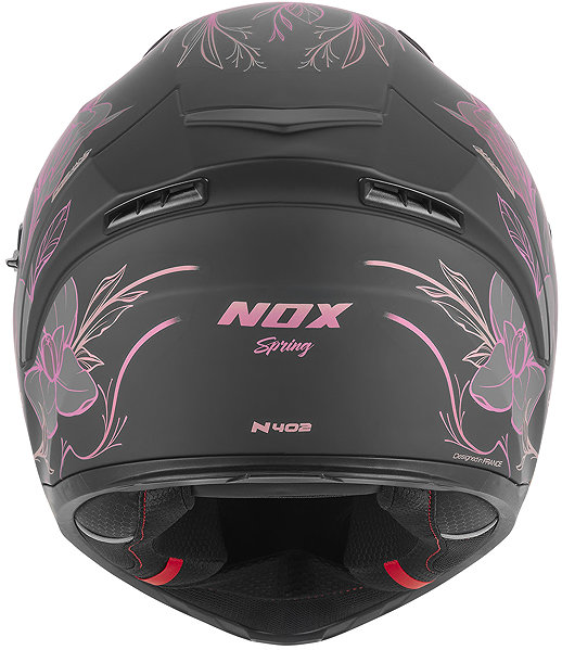 NOX N402 SPRING 2026 motorcycle helmet, matte black, pink, size L.