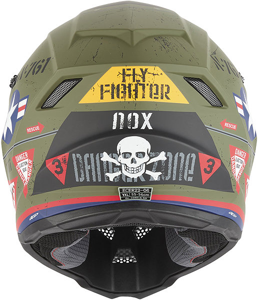 NOX N761 FLY FIGHTER 2026 children's helmet, khaki, multi-colour, circumference 49–50 cm, size M.