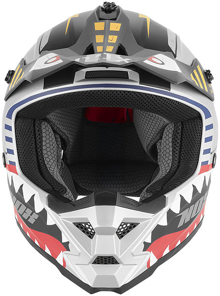 NOX N761 FLY FIGHTER 2026 children's motorcycle helmet, silver, multi-coloured, circumference 53-54cm, size XL.