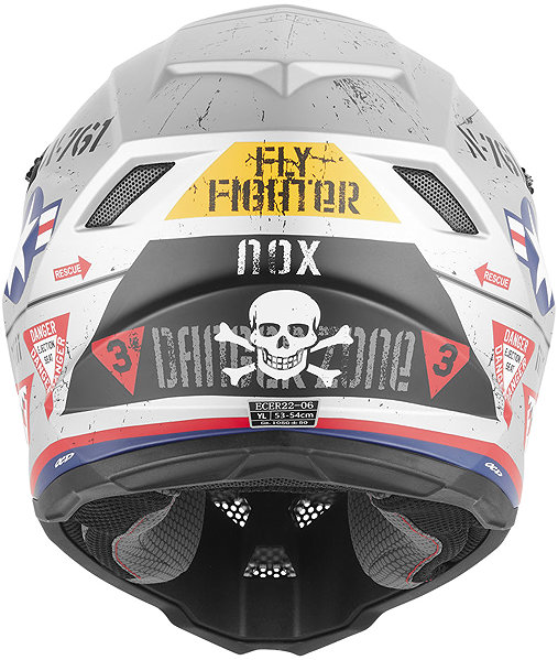 NOX N761 FLY FIGHTER 2026 children's motorcycle helmet, silver, multi-coloured, circumference 53-54cm, size XL.