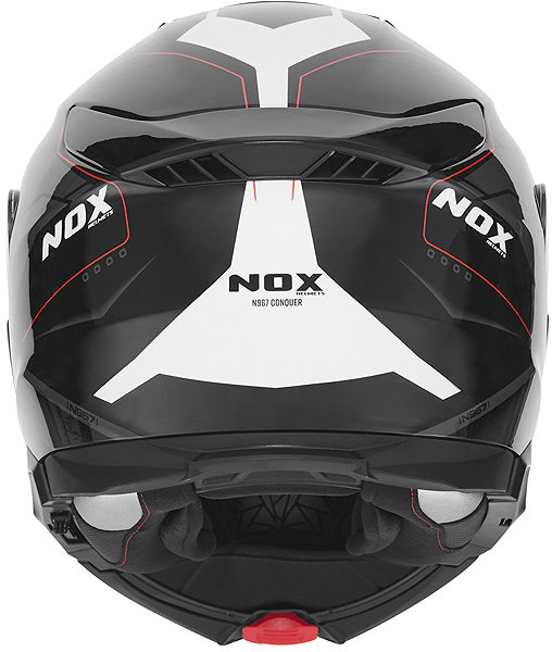 NOX N967 CONQUER 2026 motorcycle helmet, matt black, white, red, size XL.