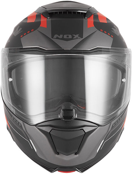 Helma na motorku NOX přilba N967 CONQUER 2026, černá matná, červená, vel. S ...