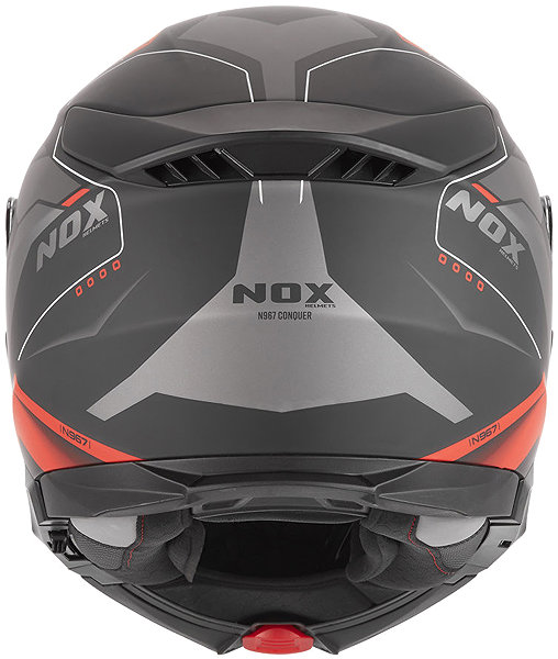 Helma na motorku NOX přilba N967 CONQUER 2026, černá matná, červená, vel. S ...