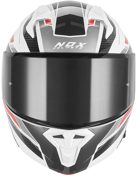NOX N968 SHIFT 2026 motorcycle helmet, white, red, size XS.