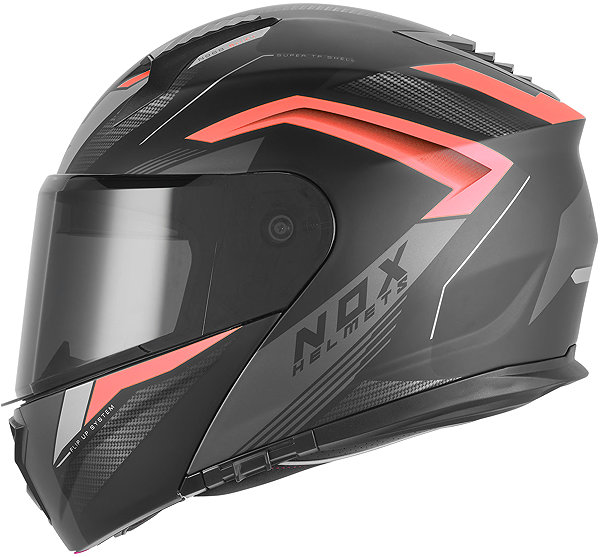 NOX N968 SHIFT 2026 motorcycle helmet, matt black, red, size XL.