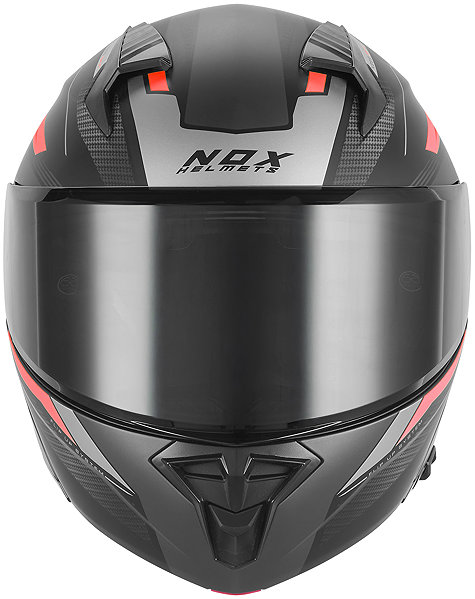 NOX N968 SHIFT 2026 motorcycle helmet, matt black, red, size XL.