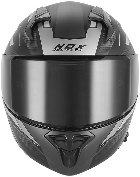 NOX N968 SHIFT 2026 motorcycle helmet, matte black, silver, size S.