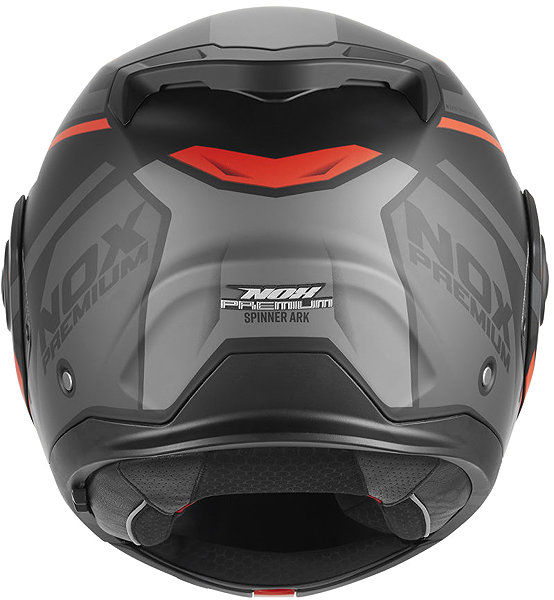 NOX PREMIUM SPINNER ARK 2026 motorcycle helmet, matt black, red, size L .